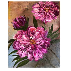 Peonies Painting Original Oil Painting Floral Art 10 by 8