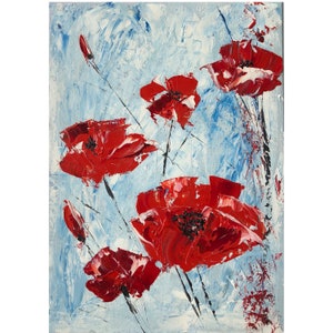 California Poppies Original Acrylic Painting  Impasto Art  16 by 11 inches.