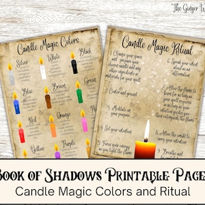 Book Of Shadows Bundle, Candle Magic, Grimoire Pages, Book of Shadows Pages, Grimoire Printable, Witchcraft, Wiccan Pages, Candle Colors