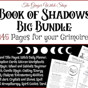 Printable Book of Shadows Bundle, 145 Pages, Beginner Witch Pages, Book of Shadows Pages, Grimoire Printable, Grimoire Pages, Ink Saver