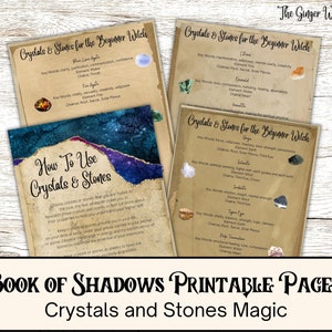 Book Of Shadows Bundle, Crystals and Stones Reference, Grimoire Pages, Book of Shadows Pages, Grimoire Printable, Witchcraft Printable