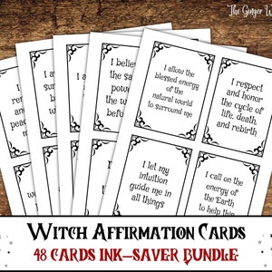 Hexen Affirmation Karten, Grimoire Seiten, Buch der Schatten Seiten, Grimoire Printable, Hexerei Seiten, Wicca, Hexen Karten, Energie Arbeit