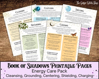 Book Of Shadows Bundle, Centering, Grounding, Cleansing, Charging, Shielding, Grimoire Pages, Book of Shadows Pages, Witch Printables