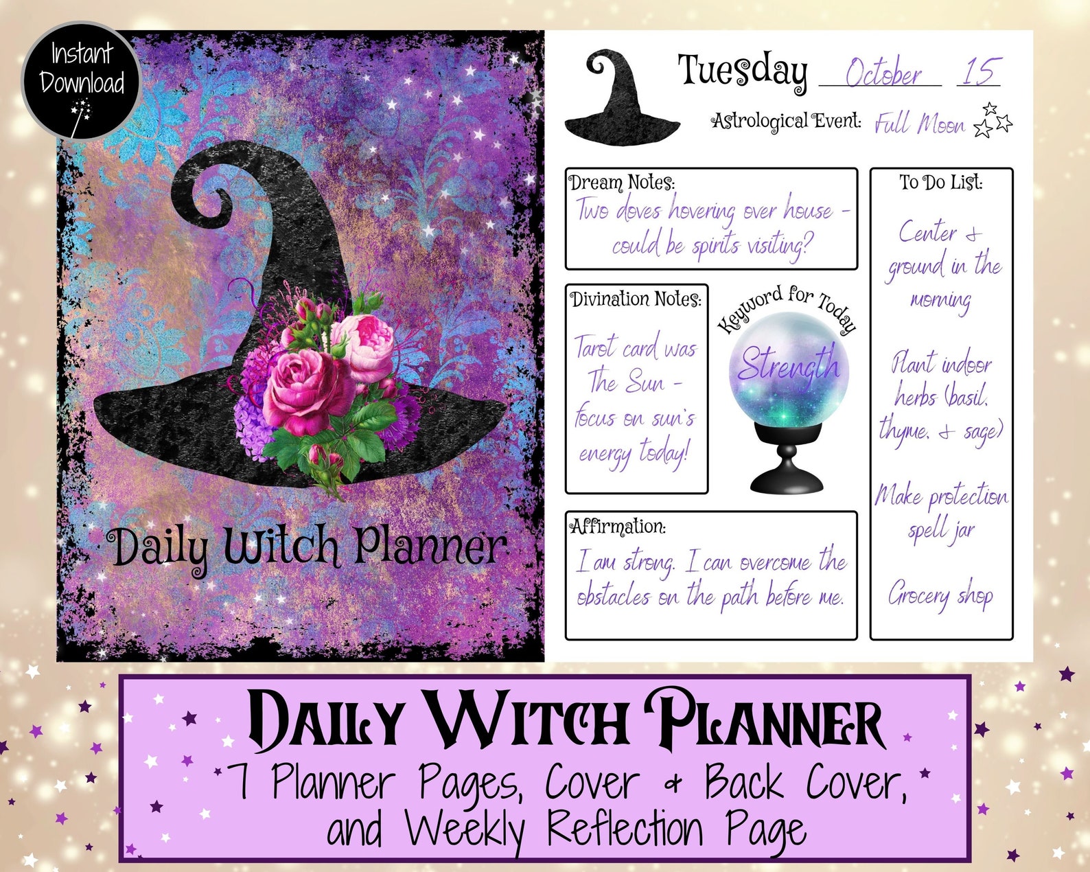 Daily Witch Planner Witch Calendar Planner Grimoire Pages Etsy