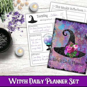 Daily Witch Planner, Witch Calendar, Grimoire Pages, Book Of Shadows Pages, Witchcraft Pages, Witch Planner, Organizer, Grimoire Digital