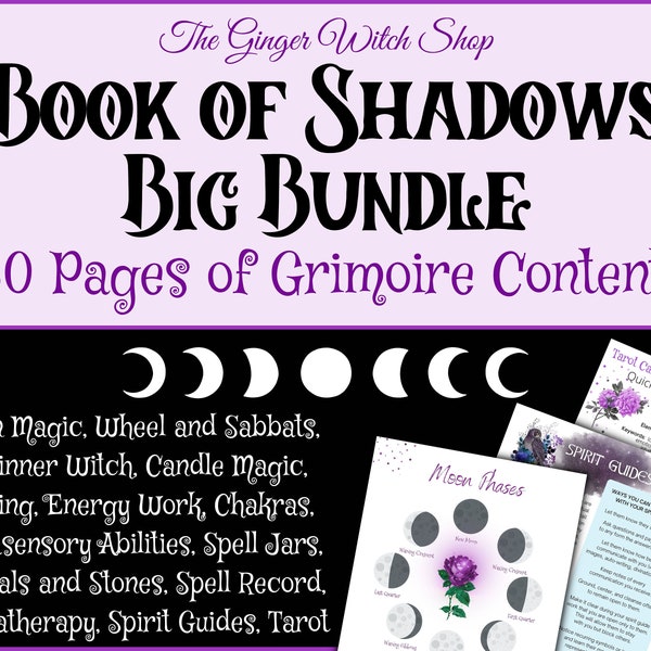 Printable Book of Shadows Bundle, Beginner Witch Pages, Book of Shadows Pages, Grimoire Printable, Grimoire Pages, The Ginger Witch Shop