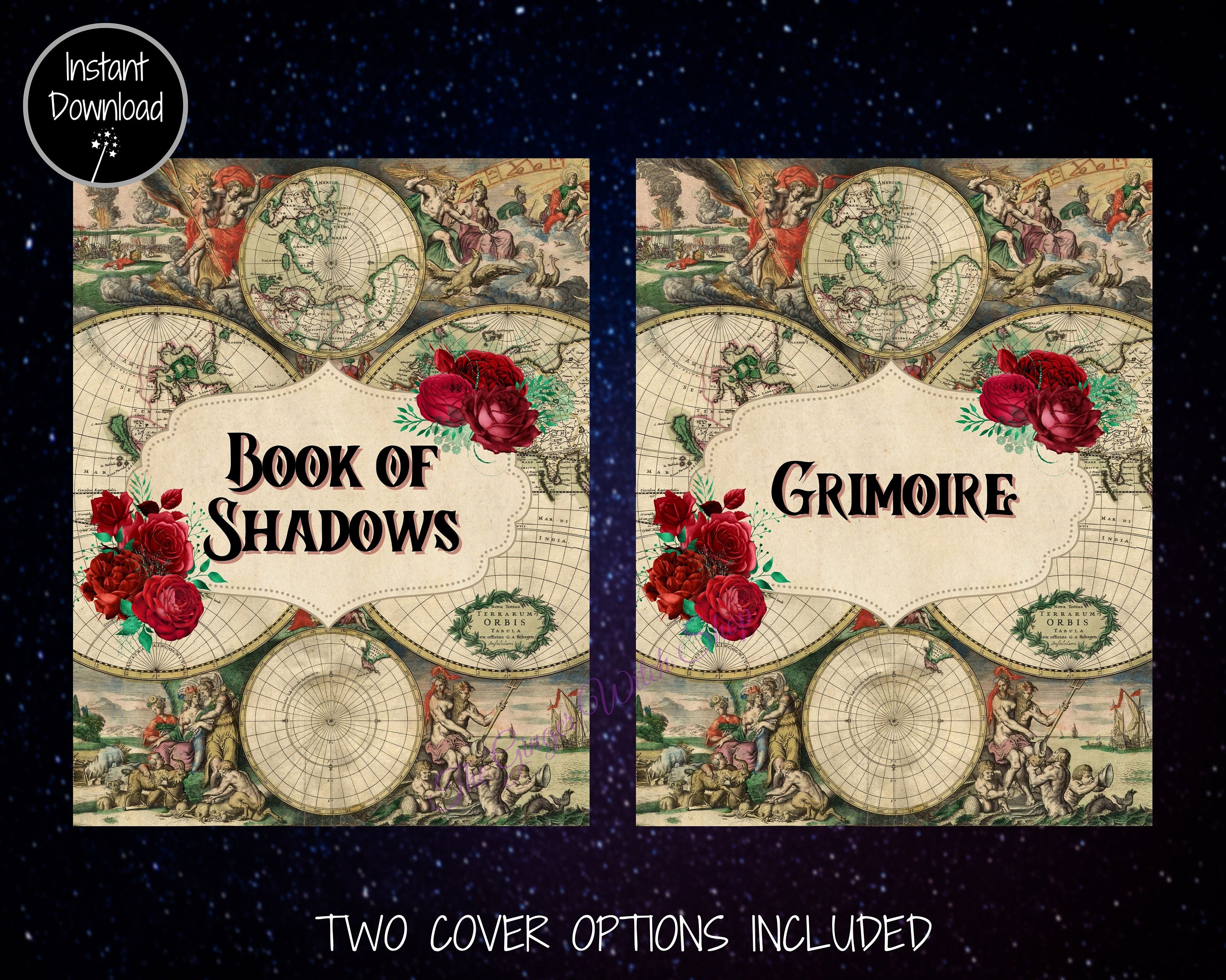 Book of Shadows Cover and Title Pages Grimoire Cover | Etsy