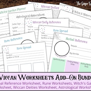 Witch Worksheets Bundle, Book of Shadows Pages, Grimoire Pages, Witch Printables, Herbal Guide, Deity Guide, Runes Guide, Witchcraft