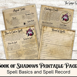 Book Of Shadows Bundle, Spell Basics, Grimoire Pages, Beginner Witch, Book of Shadows Pages, Grimoire Printable, Wiccan Pages, Witch
