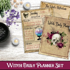 Witch Daily Planner, Witch Calendar Planner, Grimoire Pages, Book of Shadows Pages, Witchcraft Pages, Witch Planner, Digital Download