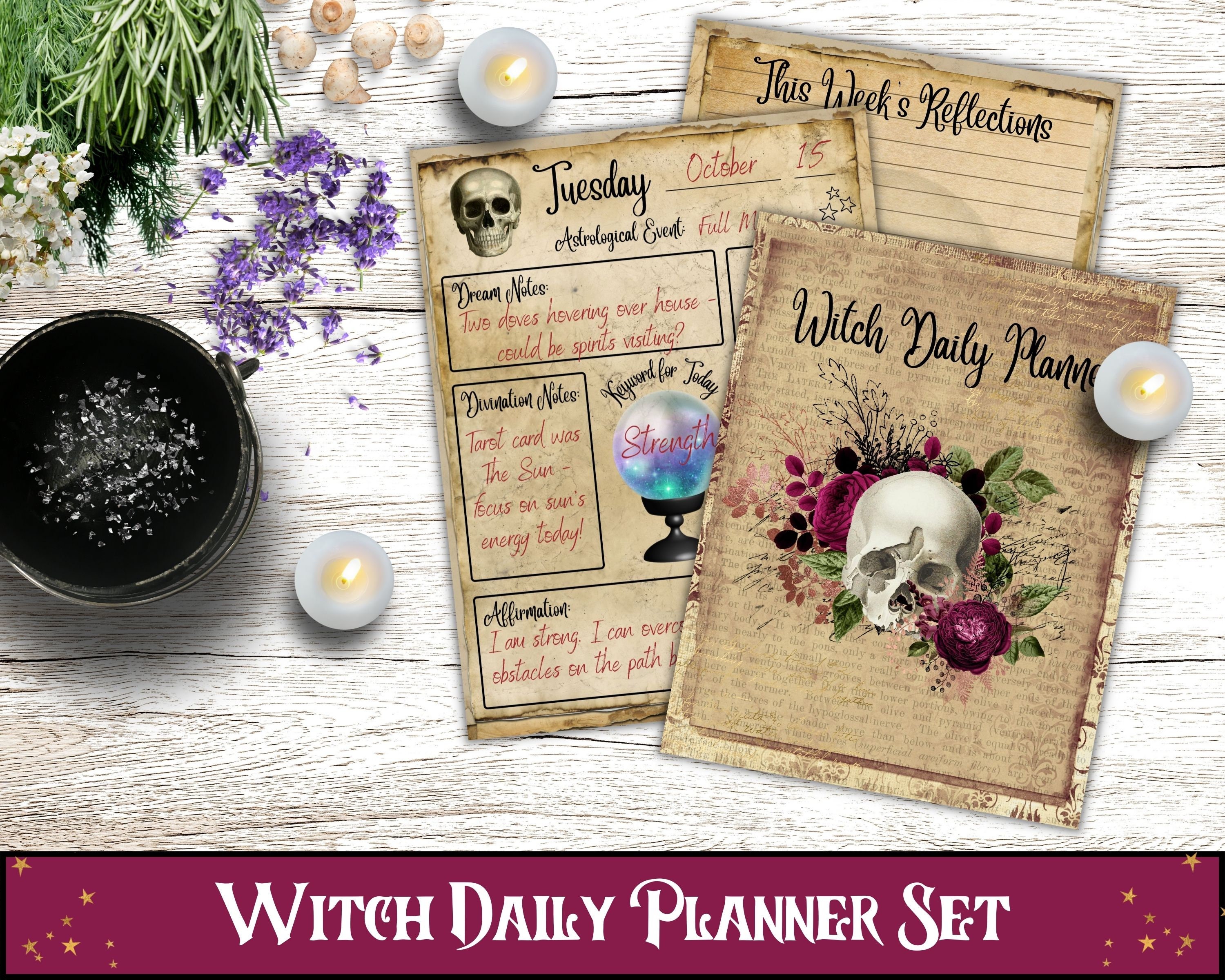 Witch Daily Planner Witch Calendar Planner Grimoire Pages Etsy