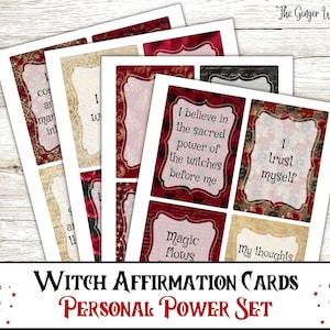 Hexen Affirmationskarten, persönliches Power-Set, Grimoire Seiten, Buch der Schatten Seiten, Grimoire zum Ausdrucken, Hexerei Seiten, Wicca