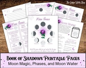 Book of Shadows Bundle, Moon Magic, Book of Shadows Pages, Grimoire Printable, Grimoire Pages, Witchcraft, Printable Download, Wiccan