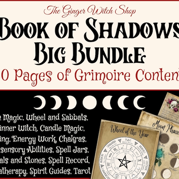 Book Of Shadows Bundle, 80 Printable Pages, BOS, Book of Shadows Pages, Grimoire Printable, Witchcraft Printable, Grimoire Pages, Download