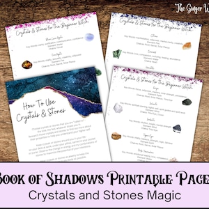 Book Of Shadows Bundle, Crystals and Stones Magic, Grimoire Pages, Book of Shadows Pages, Grimoire Pack, Witchcraft Printable, Wiccan
