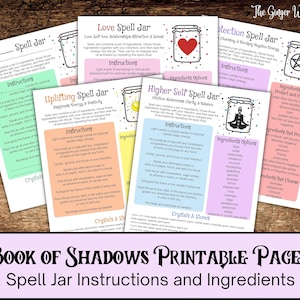Book Of Shadows Bundle, Spell Jars, Grimoire Pages, Spell Worksheets, Book of Shadows Pages, Grimoire Printable, Witch Printable, Wiccan
