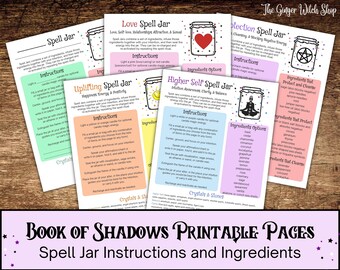 Book Of Shadows Bundle, Spell Jars, Grimoire Pages, Spell Worksheets, Book of Shadows Pages, Grimoire Printable, Witch Printable, Wiccan