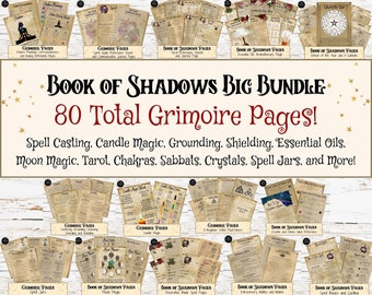 Book Of Shadows Bundle, 80 Pages, Beginner Witch Pages, Book Of Shadows Pages, Grimoire Printable, Witchcraft Printable, Grimoire Pages