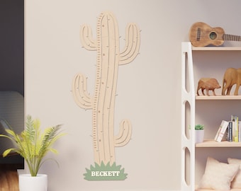 Cactus Growth Chart, Cactus Nursery Decor, Wooden Wall Growth Chart, Baby Neutral Gift