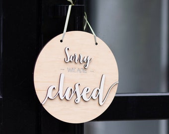 Open Closed Sign, Welcome Sign, Business Door Sign, Wooden Round Sign