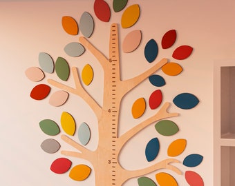 Family Tree Growth Chart, Baby Wall Wooden Growth Chart, Tree Wall Decor, Kids Height Chart, First Birthday Gift