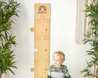 Wooden Height Chart, Growth Chart Ruler, Pastel Rainbow Nursery Decor, Kids Height Ruler, Rainbow Baby Sign