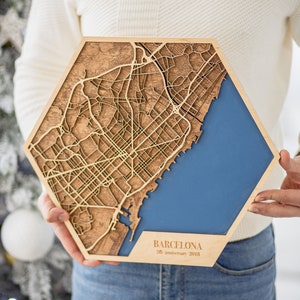 Individuell Laser geschnitten Stadt Karte, Holz Wandkarte, 3D Karte, Topographische Karte, Weihnachtsgeschenk, Geschenk für den Mann
