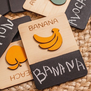 Fruits 3D FlashCards, Préscolaire ou Homeschool Montessori Learning, TDAH Toddler Learning Toy, Waldorf Wooden Toy