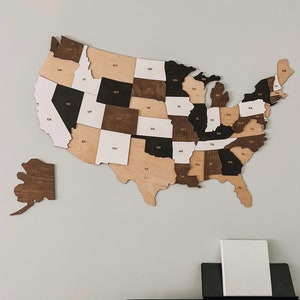 USA Holz karte, 3d Holz Wanddekoration, Laser Cut Karte