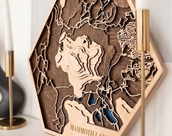 3d Mountain Trail Map, Laser Cut Wooden Map, Gift for Men
