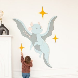 Cute Baby Dragon Nursery Decor, Wooden Growth Chart, First Birthday Gift, Dragon Baby Shower