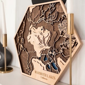 3D-Bergwanderweg-Karte, Laser-Schnitt-Holz-Karte, Geschenk für Männer