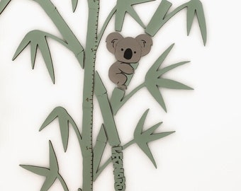 Wachstumsmesstafel für Kinder, Kinderzimmer Dschungel Thema Dekor, Messlatte Bambus, Koala Kinderzimmer Dekor, erstes Geburtstagsgeschenk