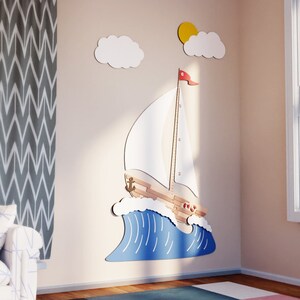 Nautical Theme Nursery Decor, Wooden Growth Chart, Baby Shower Gift