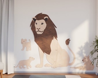 Lion Wooden Growth Chart, Safari Nursery Room Decor, Safari Baby Shower Gift