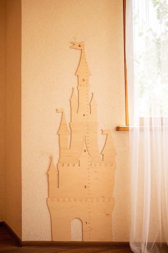 Wooden Height Chart, Growth Ruler Chart, Princess Castle Nursery Decor, Wooden Growth Chart, Princess Baby Shower