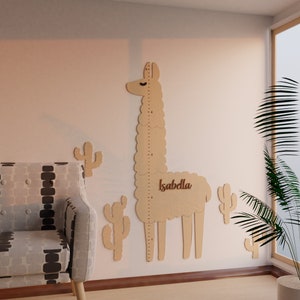 Lama Houten Hoogte Grafiek, Aangepaste Groei Grafiek, Lama Kwekerij Speelkamer Decor, Kids Hoogte Grafiek, Lama Baby Douche, Kerstcadeau
