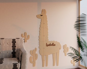 Llama Wooden Height Chart, Custom Growth Chart , Llama Nursery Gaming Room Decor, Kids Height Chart, Llama Baby Shower, Christmas Present