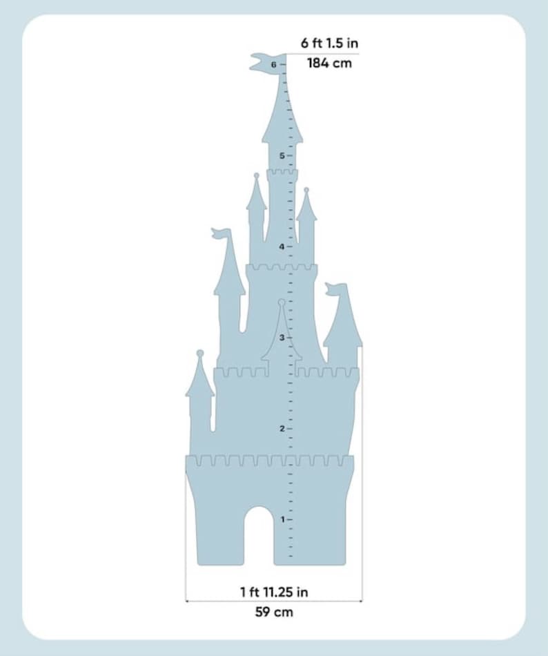 Wooden Height Chart, Growth Ruler Chart, Princess Castle Nursery Decor ...