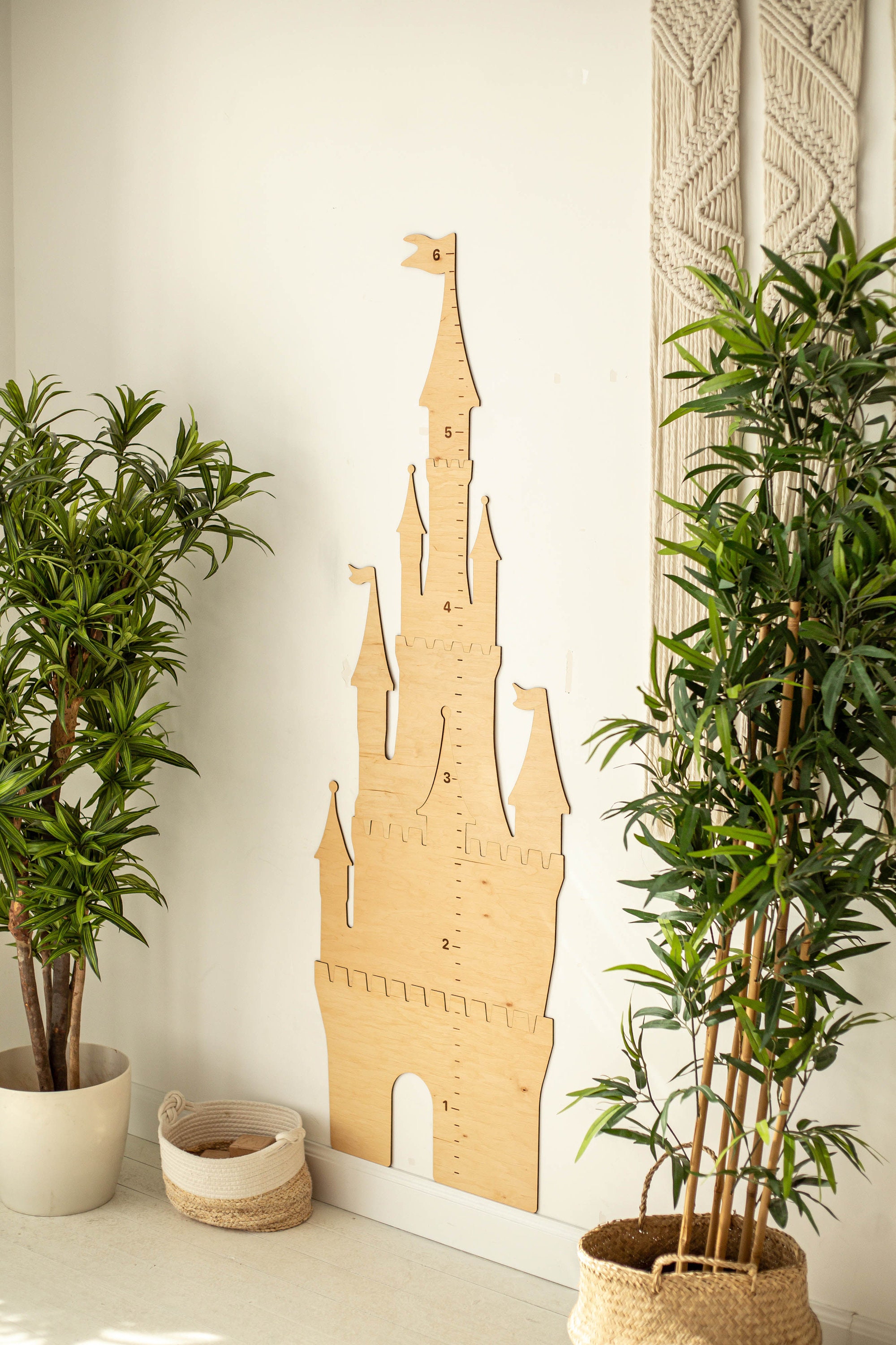 Wooden Height Chart for Kids, Princess Castle Decor, Growth Chart ...