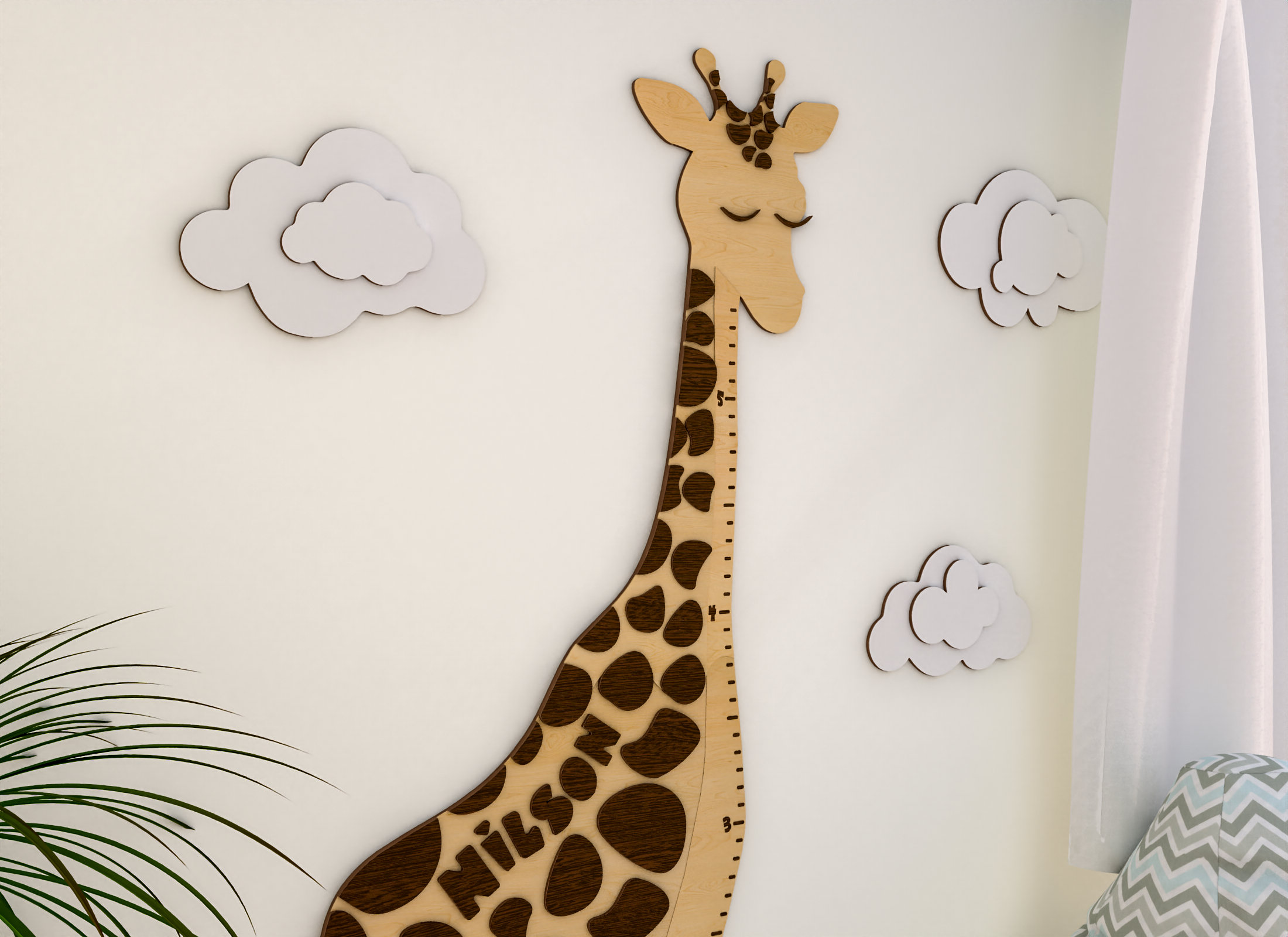 Wooden Giraffe Sensory Wall Game, Activity Toy Growth Chart for Playroom,  Nursery, Preschool, and Doctors' Office 