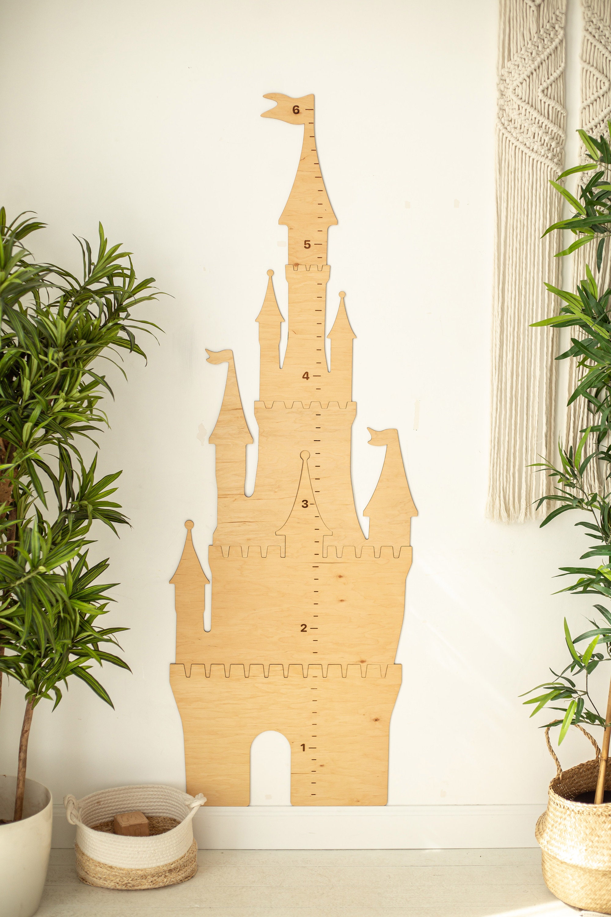 Wooden Height Chart for Kids, Princess Castle Decor, Growth Chart ...
