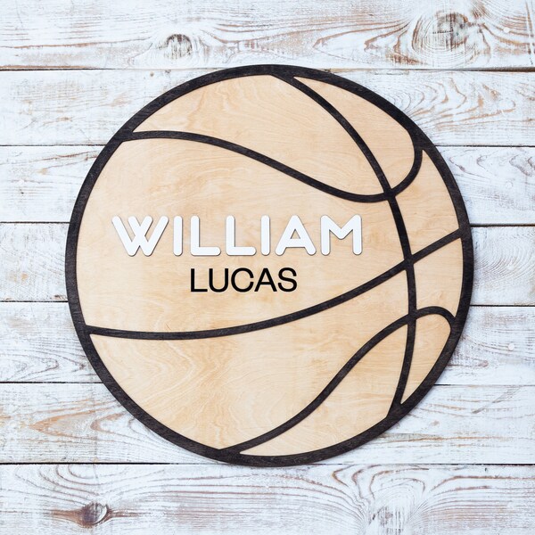 Basket Boys Name Sign, Round Wooden Name Sign, Kids Door Sign, Teen Boy Room Decor, Cadeau de Noël