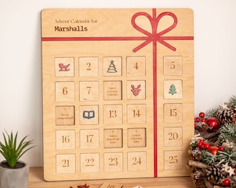 Custom Christmas Advent Calendar, 25 Days of Christmas, Wooden Advent Calendar, Christmas Countdown