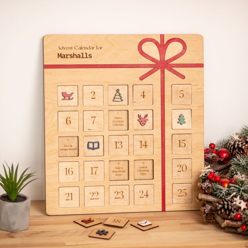 Wooden Advent Calendar Christmas Activity Custom Christmas | Etsy