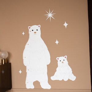 Polar Nursery Decor, White Bear Growth Chart, Wooden Nursery Decor, First Birthday Gift image 2