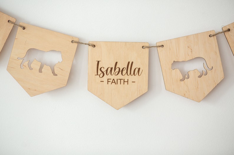 Wooden Name Garland Nursery Safari Decor Toddler Gaming Room Etsy