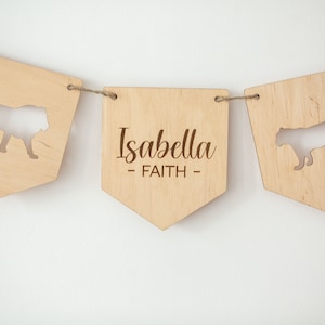 Safari Wooden Nursery Name Garland, Custom Natural Bedroom Garland, Expecting Mom Gift, Christmas Present