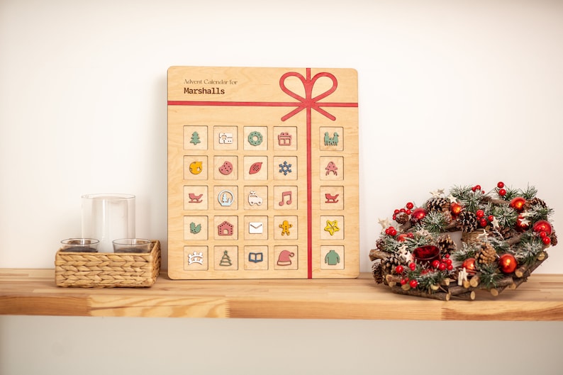 Wooden Advent Calendar Christmas Activity, Custom Christmas Countdown, 25 Days of Christmas image 8