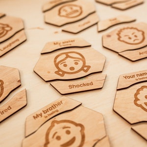 Flashcards Montessori Emotions and Feelings, Autisme et TDAH adaptés, Cartes de sentiments en bois personnalisées, Cadeaux de Noël pour enfants